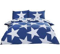 Rapport Stars - Set Copripiumino Reversibile, in Policotone, 2 Pezzi, Singolo, Blu Navy