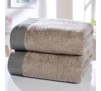Rapport Tidal 2 Pezzi Asciugamani Set Zig Zag Bordo 100% Cotone Bagno Lusso