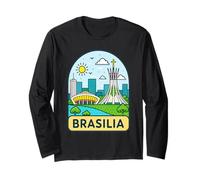 Rappresentazione vibrante dei monumenti della città Brasilia Maglia a Manica