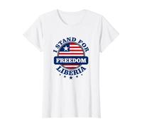 Rappresento l'orgoglio Patriottico della Liberia Flag Circle Maglietta con Stampa Grafica Economica, Donna, Bianco, L