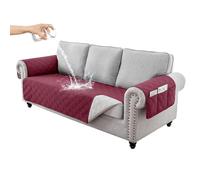 RAPRAP Copridivano a 3 posti, 100% impermeabile, con tasche laterali, per bambini, animali domestici, cani, resistente, antiscivolo, a tre posti, lavabile, rosso, 3 posti