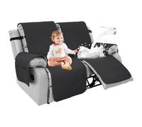 RAPRAP Copridivano reclinabile a 2 posti, 100% impermeabile, antiscivolo, lavabile, con tasche, per cani, animali domestici, bambini, colore nero, a 2 posti
