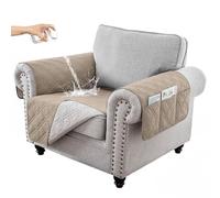 RAPRAP Copripoltrona 100% impermeabile con tasche laterali, lavabile, antiscivolo, per divano singolo, poltrona reclinabile, protezione per animali domestici, bambini, cani, gatti, cachi, 1 posto