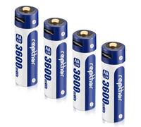 Rapthor Batteria AA ricaricabile da 1,5 V, alta potenza, ricarica USB-C veloce e di lunga durata, 3600 mWh per telecomandi, giocattoli alimentati a batteria, tastiere, mouse wireless