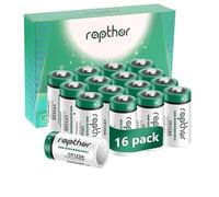 Rapthor Batteria al litio CR123A da 3 V, 16 pezzi, 123 batterie, 1650 mAh, sostituisce CR123 CR123A CR17345 per sensori, serrature senza chiave, flash fotografico e torce, certificata da CE, UL, ROHS
