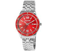Raptor Brandon RA20364 - Orologio da uomo con lancette luminose analogiche al quarzo, Argento rosso, Bracciale