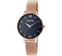 Raptor Leonie RA10240 - Orologio da donna in acciaio INOX, con cinturino in rete elegante Leo analogico al quarzo, Oro rosa blu