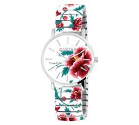 Raptor Orologio da donna Frida Kahlo Edition con cordino, orologio da polso di alta qualità in acciaio inox, regalo per moglie, fidanzata o madre con scatola per orologi, Multicolore - Bianco con rose