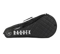 Raquex Elite - Custodia per racchetta da tennis 2, con maniglia per il trasporto e tracolla, custodia trapuntata imbottita in pelle sintetica nera, regalo sportivo di lusso per donne e uomini