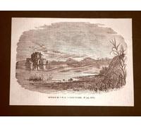 Rara veduta di Napoli del 1866 Il Lago Fusaro Campania