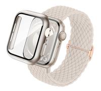 Raradev 3-in-1 Compatibile per Cinturini Apple Watch 44mm con Custodia e Proteggi Schermo, molla elastica tessuta e coperchio protettivo con vetro temperato 9H per iWatch SE Serie 6 5 4, Galassia
