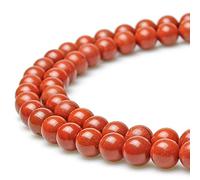 Rare Collection, perline naturali in giada rossa, sfuse, rotonde, per la creazione di gioielli, braccialetti e collane fai da te (6 mm)