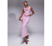 Rare London - Gonna lunga rosa con paillettes in coordinato 44