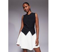 Rare London - Vestito corto bianco e nero con gonna a contrasto e dettaglio a gilet 46