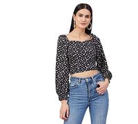 RARE Top da donna a righe slim fit, Nero , S