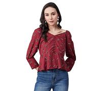 RARE Top donna floreale regular fit, Marrone, S