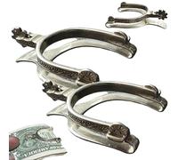 Rare Vintage Western Spur Sterling Silver Money Clip, Personalised Spurs Silver Engraved Money Clip, with Carved Decoration, Unique Horse Lovers Gift (2pcs)