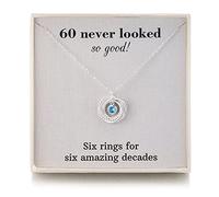 RareLove 60° compleanno regalo per donne gioielli, in argento Sterling 925 con 6 anelli, con zaffiro e pietra portafortuna per 6° anniversario, sei anelli per sei decenni, Argento