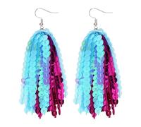 RareLove Orecchini pendenti per la mamma, con nappe lunghe e glitterate, leggeri, da donna, colore: rosa e blu