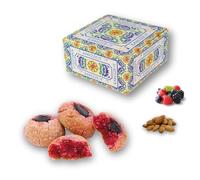 RAREZZE - Biscotti di Pasta di Mandorla Siciliana ai FRUTTI di BOSCO, produzione di giornata, in scatola regalo (gr.400). Antica Pasticceria di Sicilia, produzione artigianale cannoli, torroncini