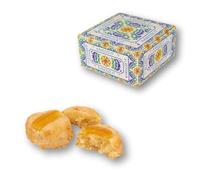 RAREZZE Low Sugar - Biscotti di pasta di mandorla siciliana a BASSO CONTENUTO DI ZUCCHERO, all'Arancia. Produzione di giornata, scatola regalo gr.400. Pasticceria di Sicilia, preparazione artigianale
