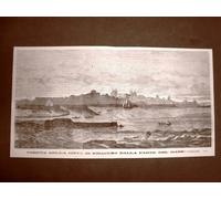 Rarissima veduta della città di Siracusa del 1866 Dalla parte del mare Sicilia