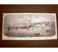 Rarissima veduta delle Isole Canarie del 1866 Isola e città di Madera