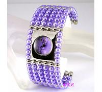 Raro Annata Boemo Nouveau Deco Elegante Largo Perle Bracciale Polsino Orologio