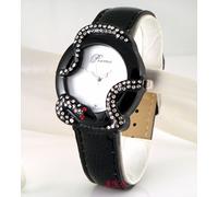 Raro Annata Impressionante Nero Serpente Lusso Orologio con Cristalli Swarovski