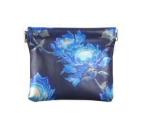 Raro grande blu floreale da donna in pelle portamonete portamonete portatile portamonete portafoglio per ragazze signore borsa