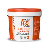 RASABEN - Stucco Bianco in Pasta A32 Pronto all'Uso, per Rasature e Finiture di Qualità, Ottima Carteggiabilità, Traspirante, per Legno Muri e Cartongesso, Uso Interno, Made in Italy, Barattolo da 5kg
