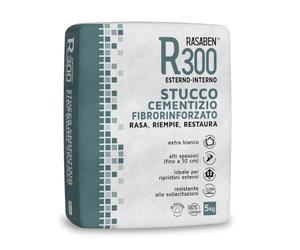 RASABEN - Stucco Cementizio Extra Bianco in Polvere R300 a Base di Cemento, per Ripristini da Esterno e Interno, Alti Spessori Fino a 10cm, Resistente alle Sollecitazioni, Made in Italy, 5kg