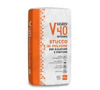 RASABEN - Stucco in Polvere V40 Extra Fine a Base di Gesso per Rasature e Finiture, Ottima Carteggiabilità, Non Ritira o Crepa, per Muri Interni e Cartongesso, Made in Italy, Sacco da 20kg
