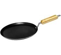 Rasakraft Boderwalla - Tawa rotondo in ferro con manico in legno, colore: Nero