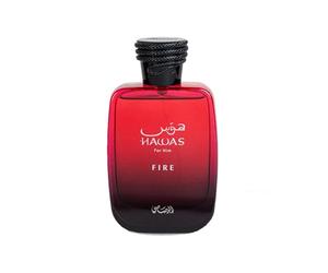 RASASI Hawas Fire Eau de Parfum Spray 100 ml - Profumo arabo audace di lunga durata da uomo con un'essenza ardente - Concediti un profumo lussuoso da uomo che cattura l'eleganza e la forza maschile