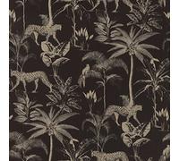 Rasch 409031 - Carta da parati Savannah Tropical Jungle - Leopard Bird Palm Trees Gold
