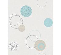 Rasch 475913 - Carta da parati in tessuto non tessuto, disegno a cerchi, colore: turchese/beige
