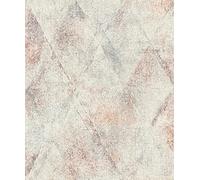 Rasch 507362 Carta da parati in tessuto non tessuto con struttura fine e triangoli in bianco, rosso e beige della collezione Alternazione carta da parati II-10,05 m x 0,53 m (lunghezza x larghezza)