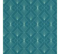 RASCH Arte Moderna Deco Geometrico Ventola Metallico Argento Parati - Verde