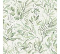 Rasch Carta da parati 286052 - Carta da parati luminosa con foglie verdi in moderno effetto acquerello, 10,05 m x 0,53 m