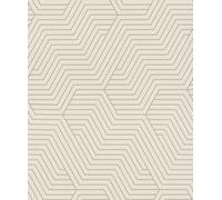 Rasch Carta da parati 312515 - Carta da parati in tessuto non tessuto chiaro in bianco crema con motivo geometrico a linee sottili della collezione Deco Style