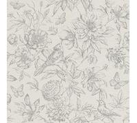 Rasch - Carta da parati 449440 della collezione Florentine II, in tessuto non tessuto, grigio con motivo floreale in stile vintage, 10,05 m x 53 cm (lunghezza x larghezza)