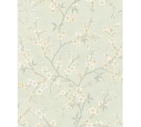 Rasch Carta da parati 456769 - Carta da parati in tessuto non tessuto con piccoli fiori delicati in beige e bianco della collezione Country Charme