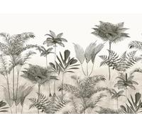 Rasch Carta da parati 556193 - Carta da parati fotografica su tessuto non tessuto con palme in beige, bianco crema e grigio della collezione Lirico, 3,00 m x 4,24 m (lunghezza x larghezza)