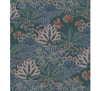 Rasch Carta da parati 711332 con palme e foglie di palma in blu, verde e rosa della collezione Sophia - 10,05 m x 0,53 m (lunghezza x larghezza)