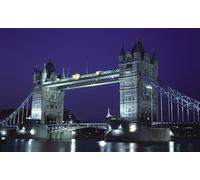 Rasch Carta da parati 849103 - Carta da parati fotografica su tessuto non tessuto con ponte in Inghilterra in nero, blu, viola e grigio della collezione Magicwalls - 2,65 m x 4,24 m (lunghezza x