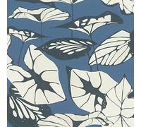 Rasch Carta da parati Amazon 539653 in tessuto non tessuto con foglie di loto in antracite su sfondo blu scuro con struttura leggera, 10,05 m x 53 cm (lunghezza x larghezza), blu