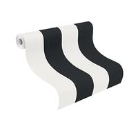 Rasch, carta da parati "Just Me”, design grafico a righe, nero e crema/bianco, 286694
