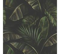 Rasch home style 286588 - Carta da parati in carta scura con grandi foglie di palma, verde, 10,05 m x 0,53 m