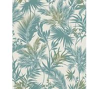 Rasch paperhangings Kalahari 704112 - Carta da parati in tessuto non tessuto, motivo botanico, 10,05 m x 0,53 m, colore: Turchese